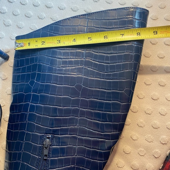 SHOE DAZZLE Night Is Young Asymmetrical Teal Stiletto Boot - Picture 16 of 16